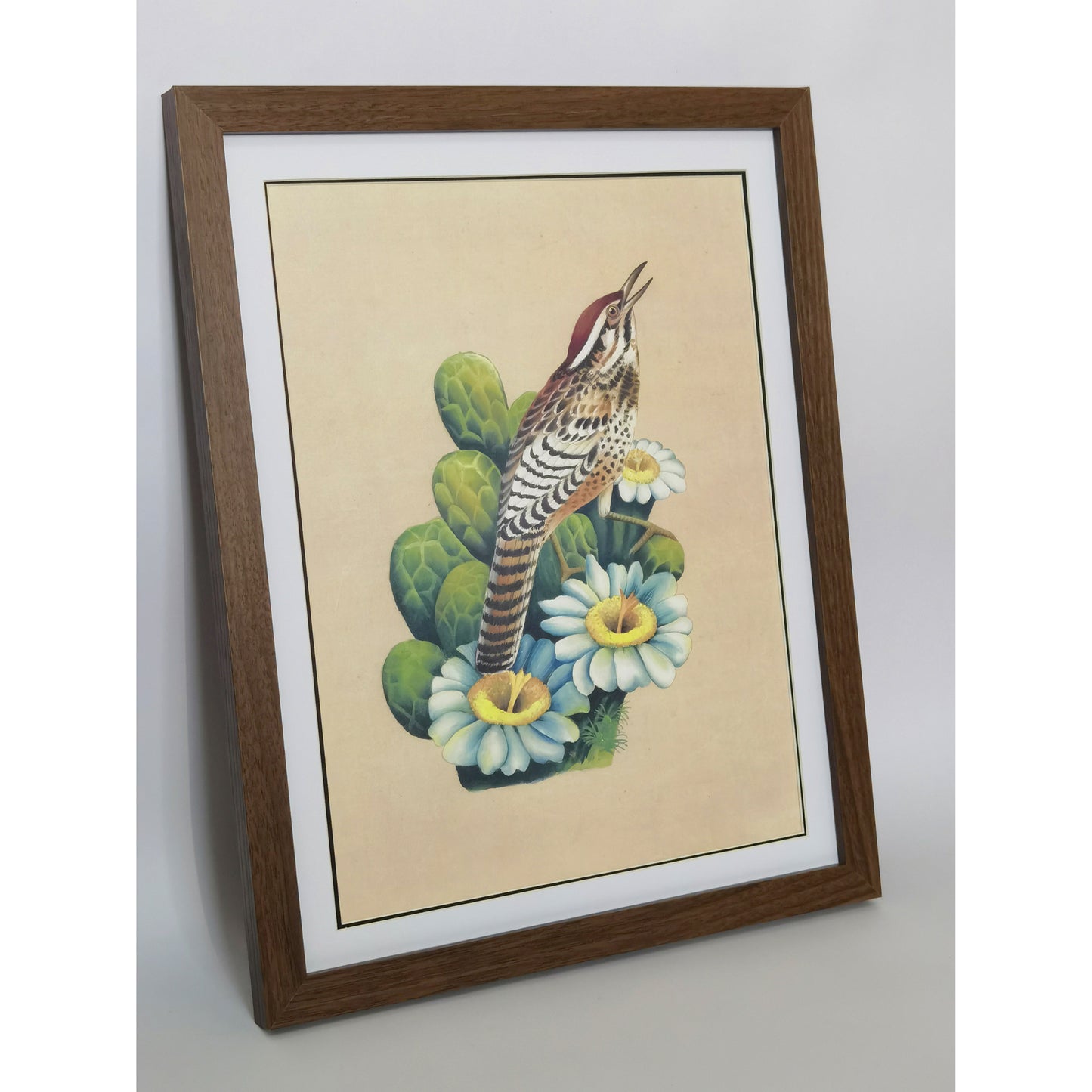 Arizona Brown-Crested Flycatcher Home Decor Print | Hand-Painted, High-Quality MATT Paper Print, Natural Wood Frame,Multiple Sizes &Colors