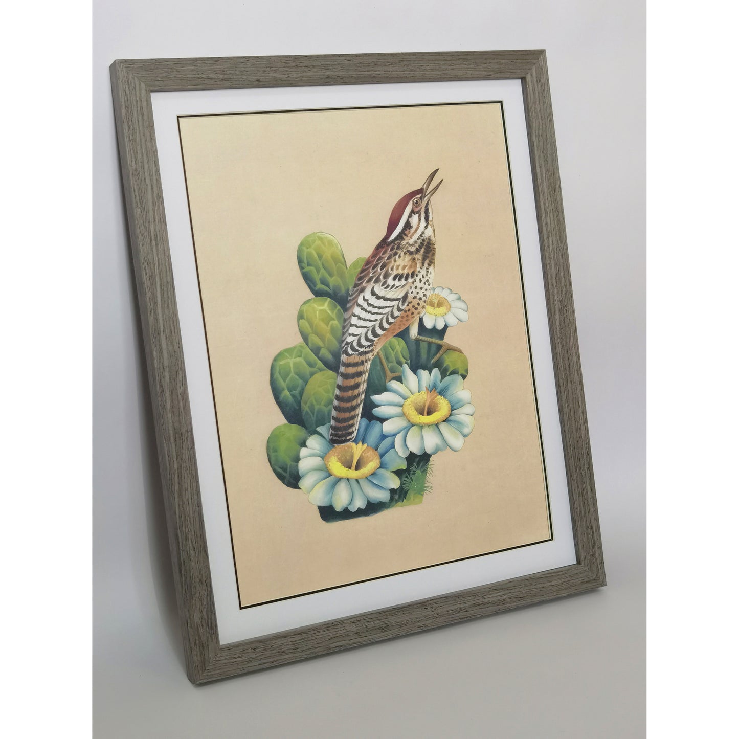 Arizona Brown-Crested Flycatcher Home Decor Print | Hand-Painted, High-Quality MATT Paper Print, Natural Wood Frame,Multiple Sizes &Colors
