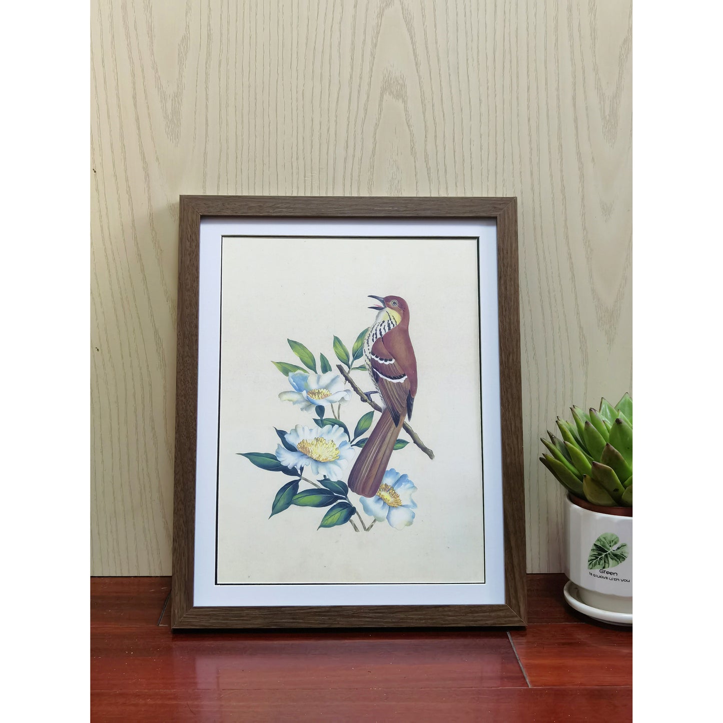 Georgia Brown Thrasher Hand-painted Art Print - Premium MATT Paper, Natural Wood Frame, Wall & Tabletop Décor, Multiple Sizes & Colors