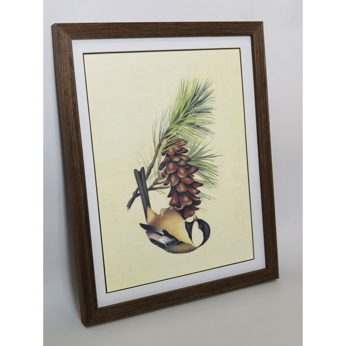 Maine Chickadee Hand-painted Art Print - Premium MATT Paper, Natural Wood Frame, Wall & Tabletop Décor, Multiple Sizes & Colors