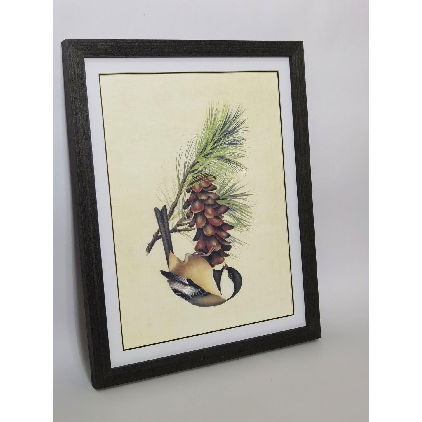 Maine Chickadee Hand-painted Art Print - Premium MATT Paper, Natural Wood Frame, Wall & Tabletop Décor, Multiple Sizes & Colors