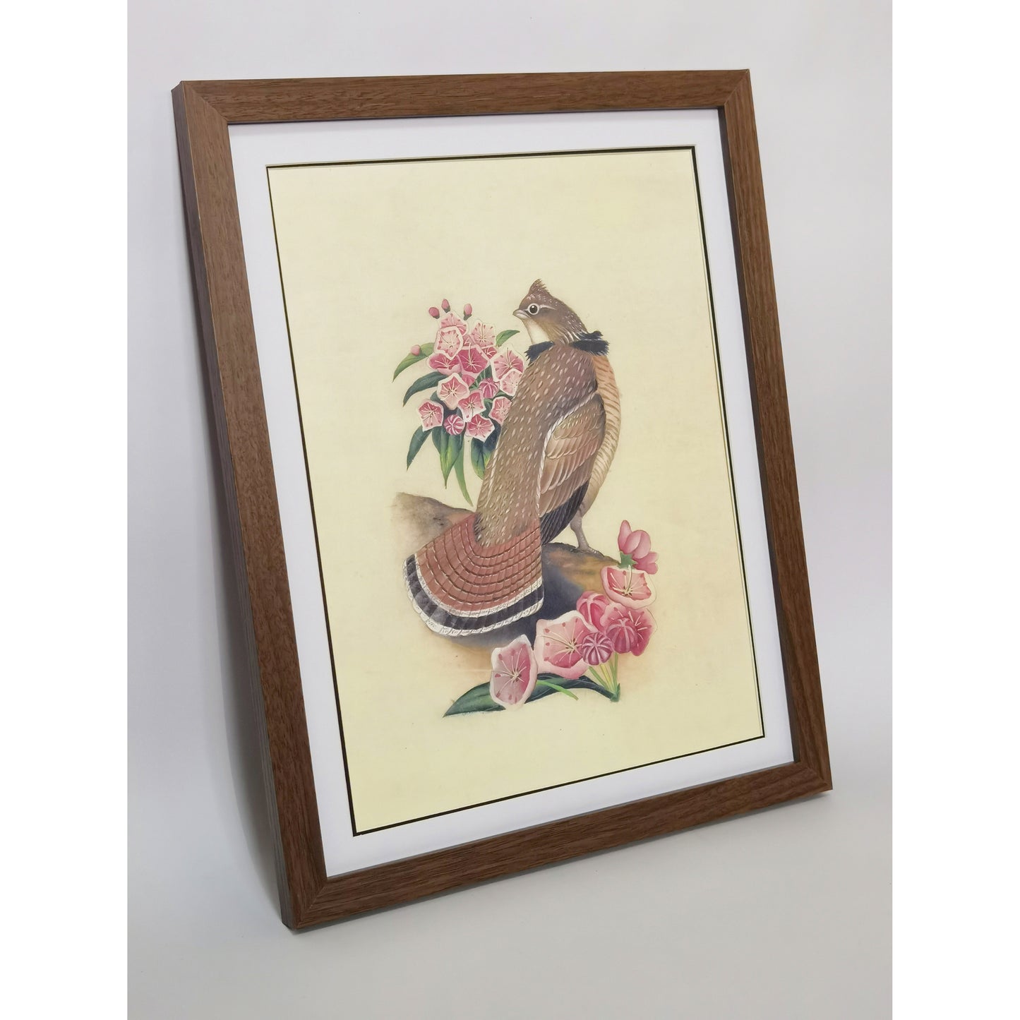 Pennsylvania Ruffed Grouse Hand-painted Art Print - Premium MATT Paper, Natural Wood Frame, Wall & Tabletop Décor, Multiple Sizes & Colors