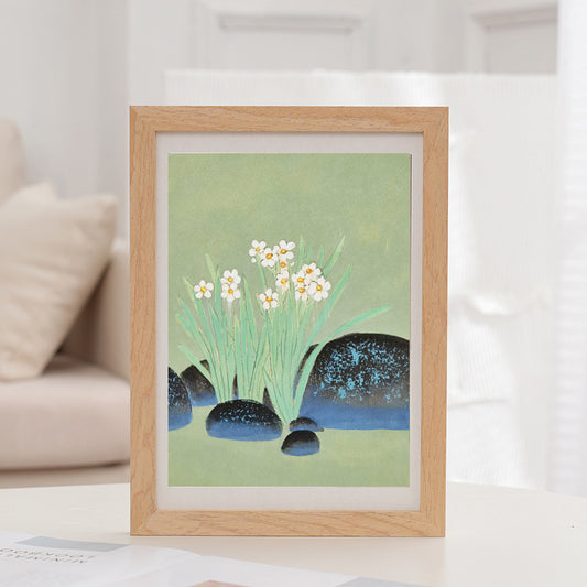 Narcissus Vividland Handmade Art Printing flowers and plants with Wood Frame