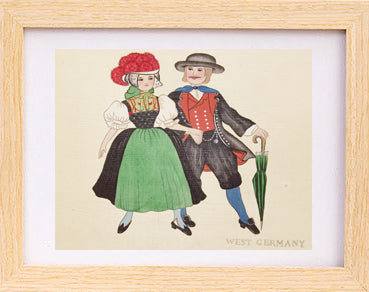 Germany Folk Costume Handmade Art Printing with Wood Frame