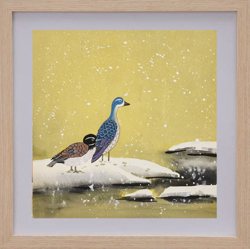 Snow Goose Vividland Handmade Art Printing Ice Scenery Pond with Wood Frame
