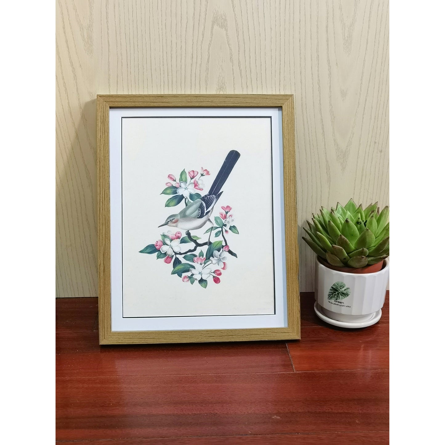 Arkansas Eastern Bluebird Hand-painted Art Print - Premium MATT Paper, Natural Wood Frame, Wall & Tabletop Décor, Multiple Sizes & Colors