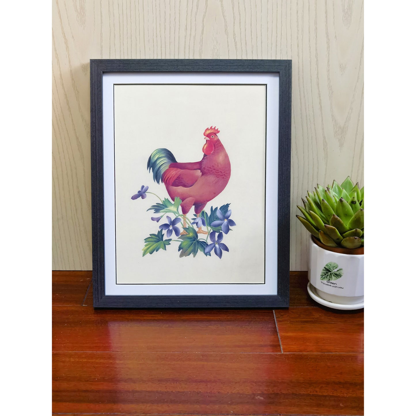 Rhode Island Rhode Warbler Art Print - Hand-Drawn & Digitally Printed on Premium Matte Paper, Natural Wood Frame, Multiple Sizes & Colors, Dual Display for Home & Office