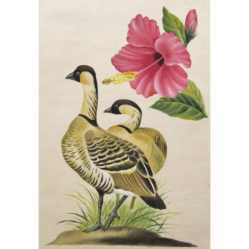 Hawaii Black-necked Stilt Hand-painted Art Print - Premium MATT Paper, Natural Wood Frame, Multiple Sizes & Colors, Wall & Tabletop Décor
