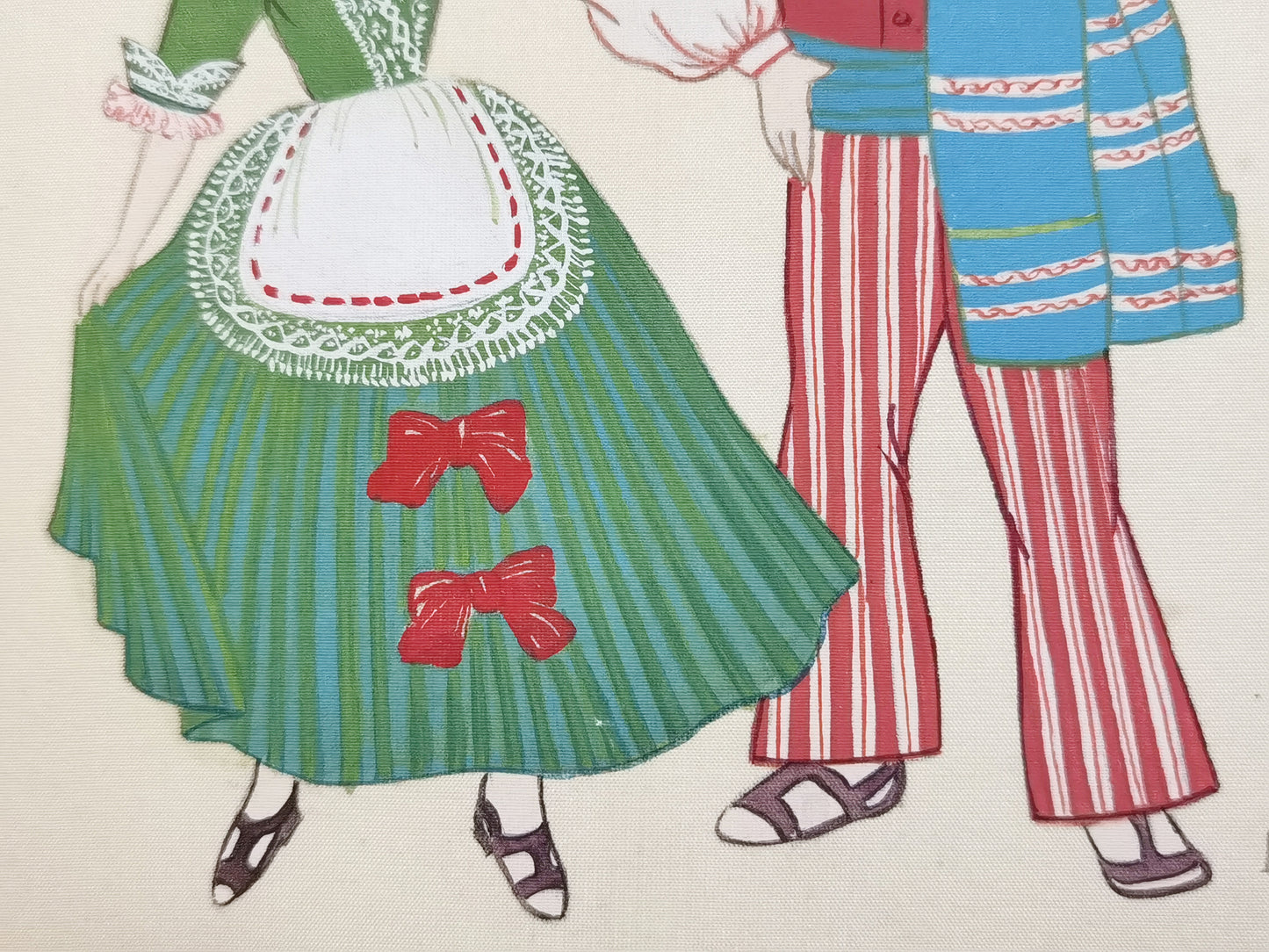 Malta Folk Costume Handmade Art Printing with Wood Frame