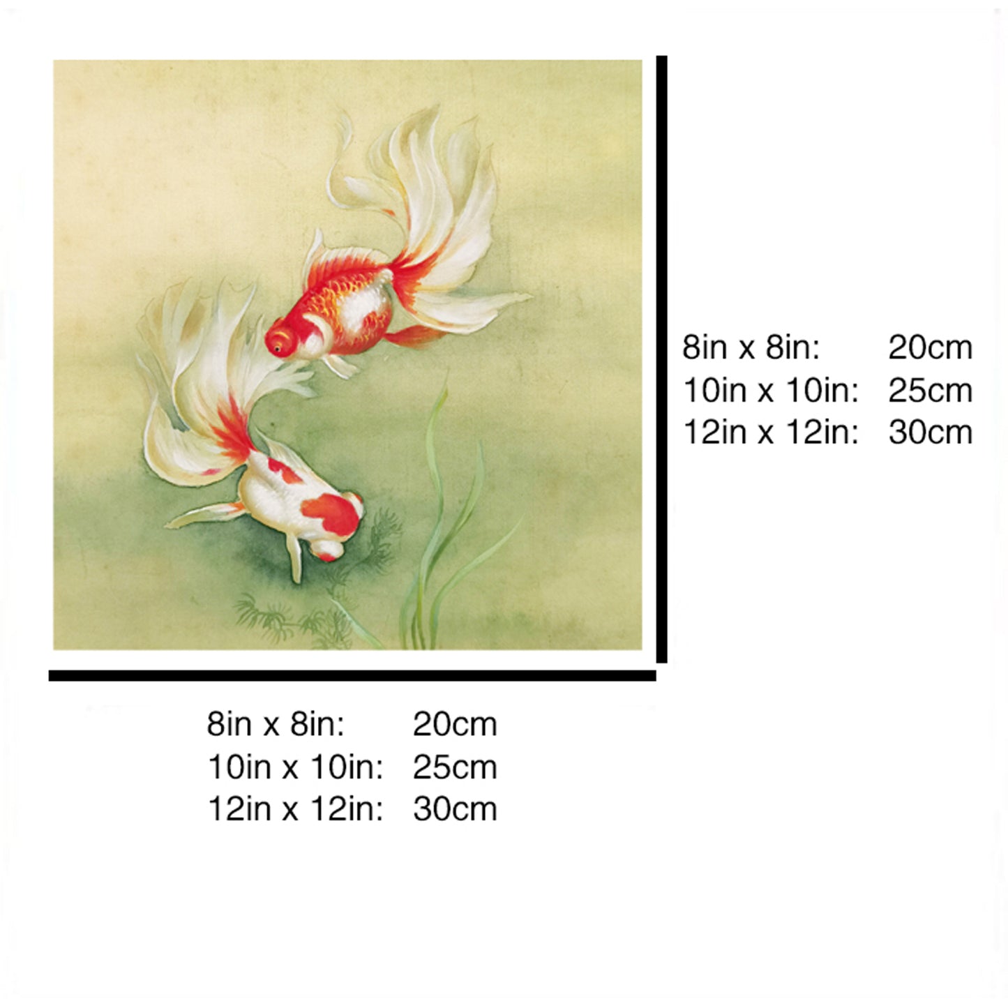 Hand-painted Fantail Goldfish Artwork – Gongbi Technique, Premium MATT Paper, Natural Wood Frame, Multiple Sizes & Colors