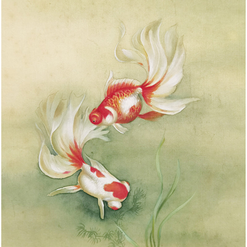 Hand-painted Fantail Goldfish Artwork – Gongbi Technique, Premium MATT Paper, Natural Wood Frame, Multiple Sizes & Colors