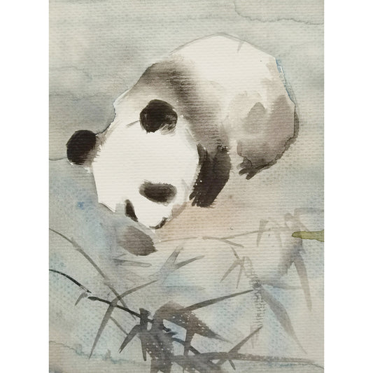 Hand-painted Watercolor Panda Art Print – Premium MATT Paper, Natural Wood Frame, Multiple Sizes & Colors