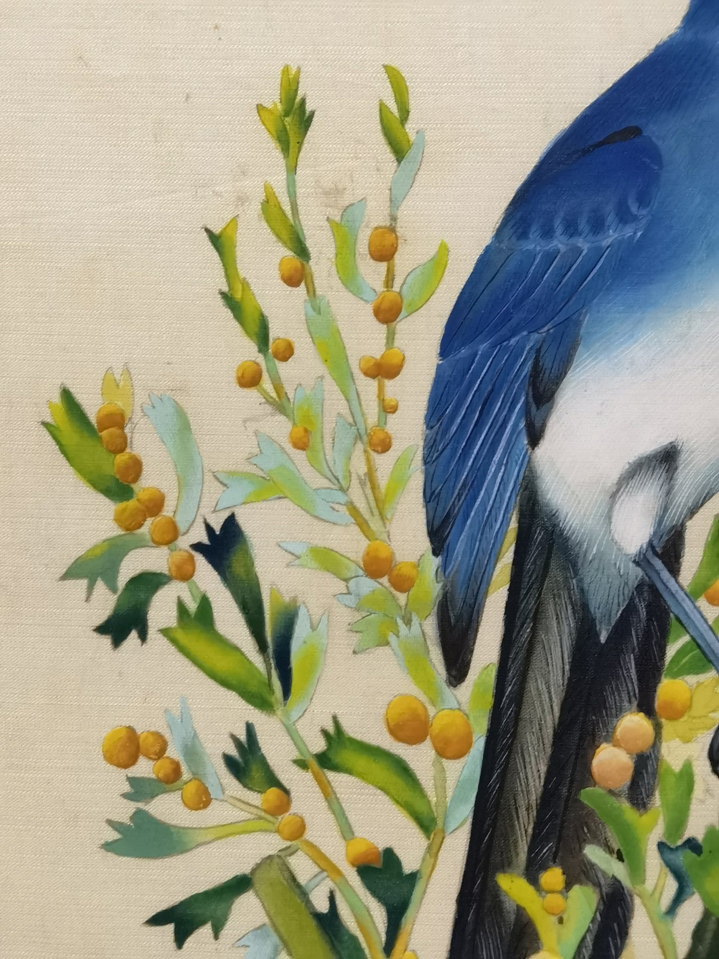 Mountain BlueBird State Bird Handmade Art Printing Nevada Sagebrush with Wood Frame
