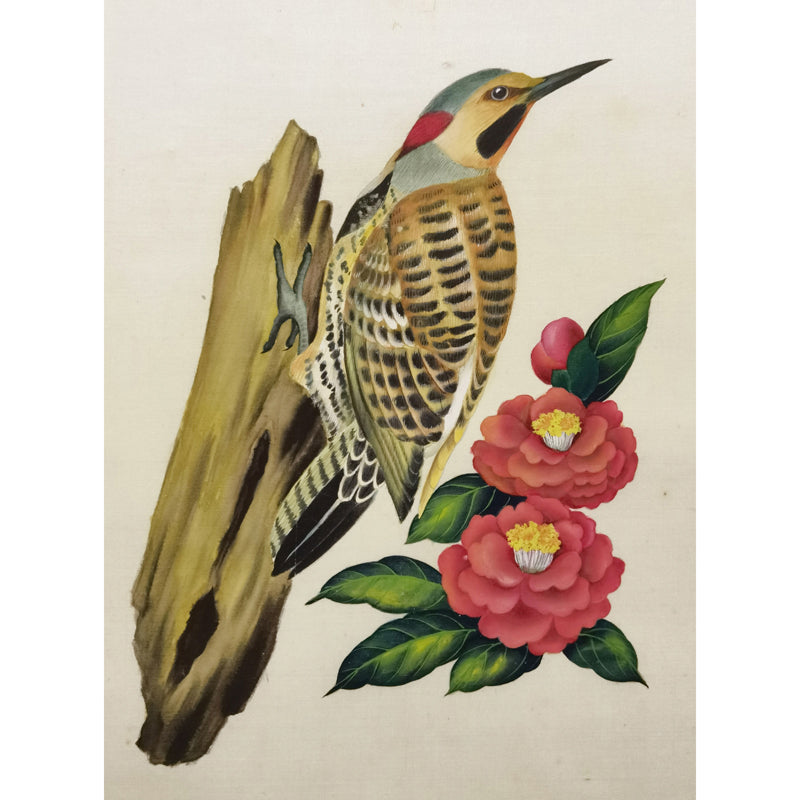 Alabama Golden-winged Woodpecker Hand-painted Art Print - Premium MATT Paper, Natural Wood Frame, Wall & Tabletop Décor, Multiple Sizes & Colors