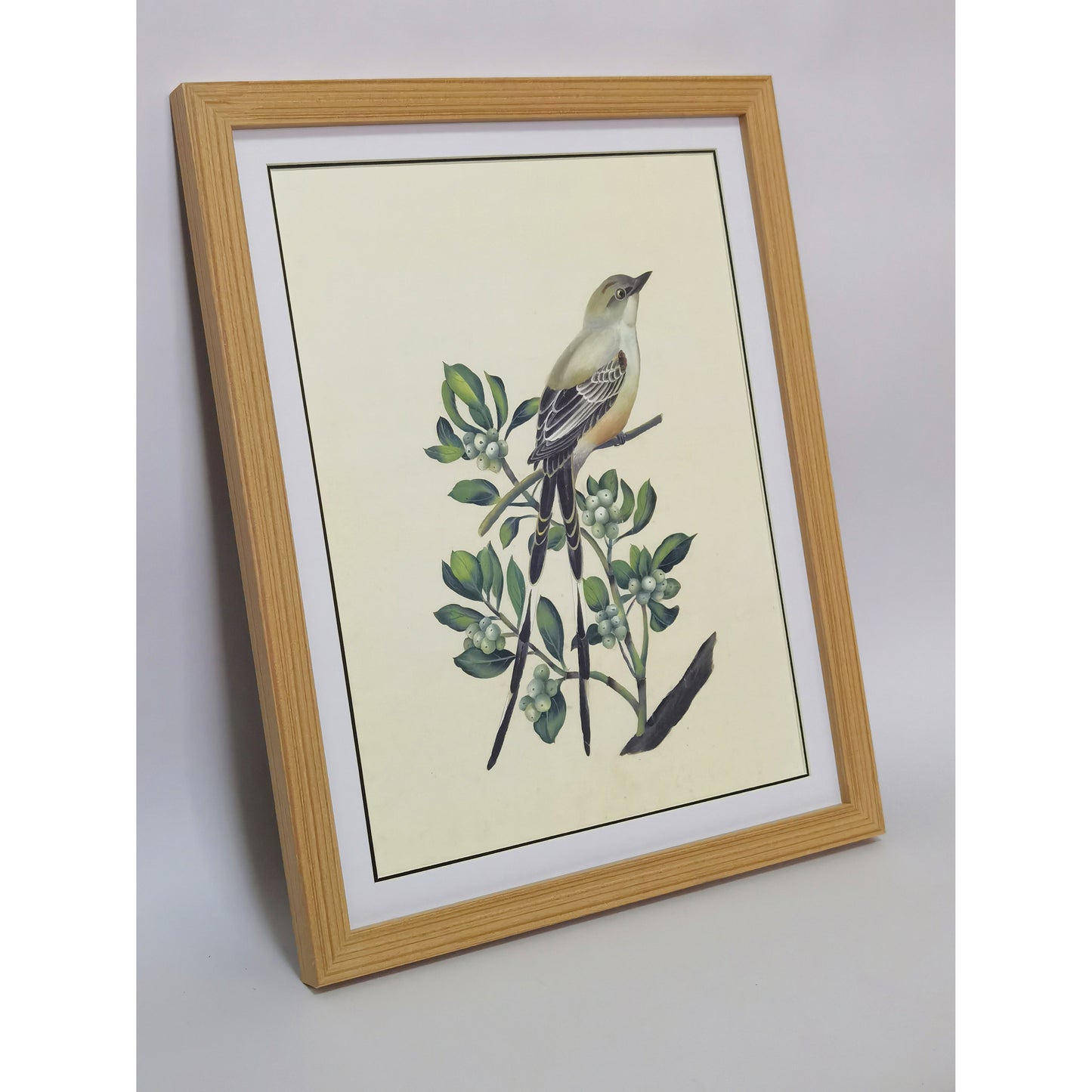 Oklahoma Scissor-tailed Flycatcher Hand-painted Art Print - Premium MATT Paper, Natural Wood Frame, Wall & Tabletop Décor, Multiple Sizes & Colors
