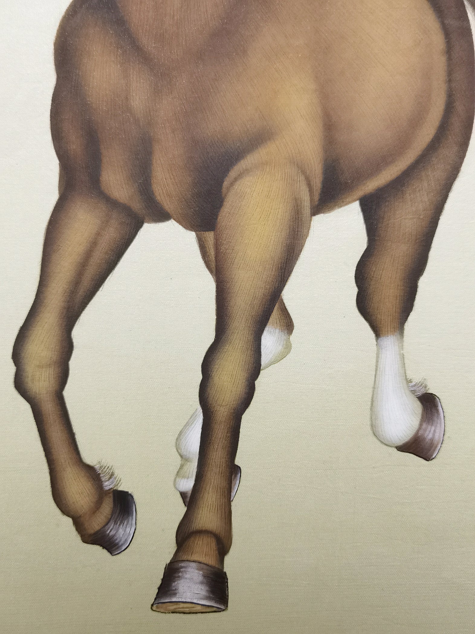 Quarter Horse Perception Handmade Art Printing Animal Robust Galloping with Wood Frame