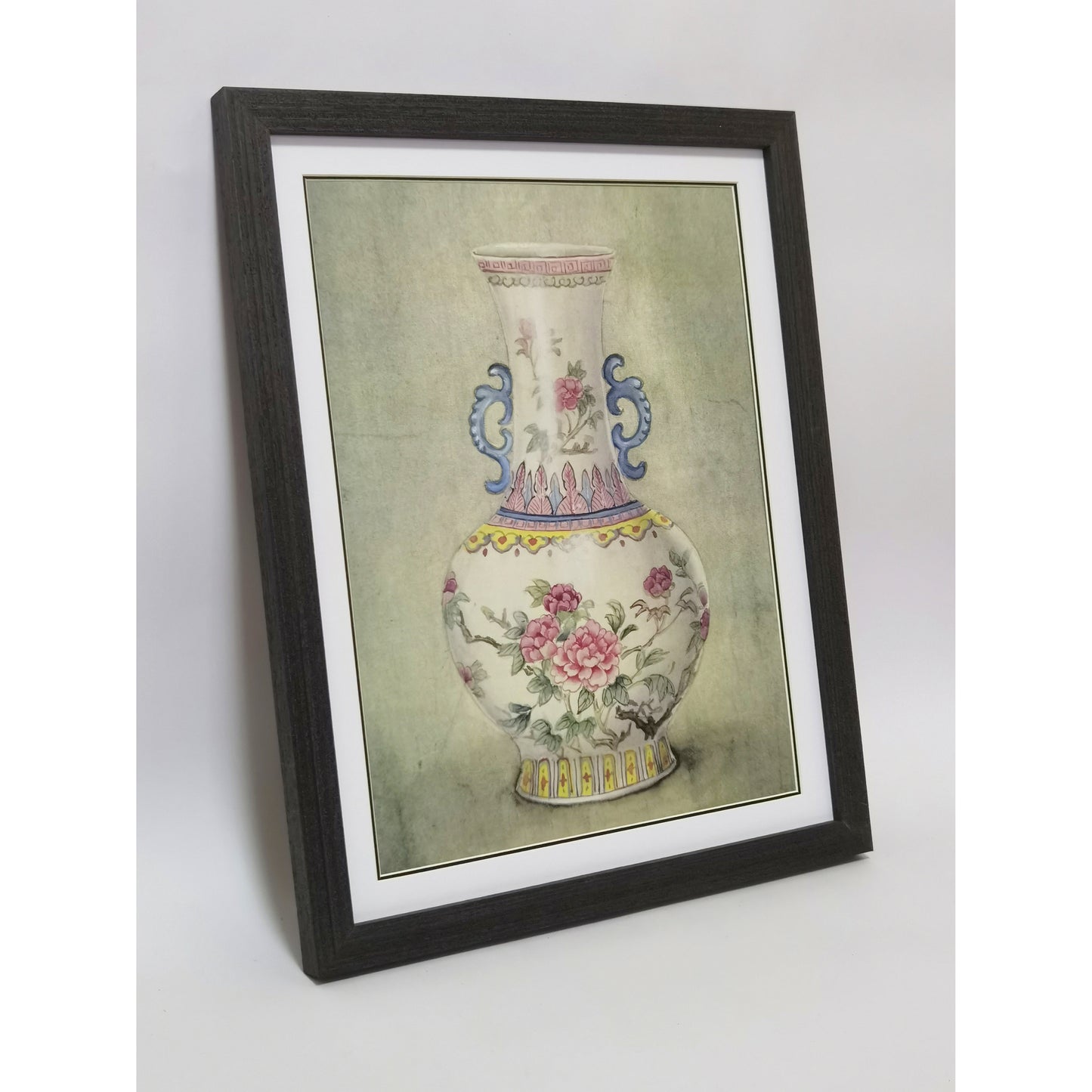 Hand-painted Famille Rose Porcelain Vase Artwork – Fine Brush Technique, Premium MATT Paper, Natural Wood Frame, Multiple Sizes & Colors