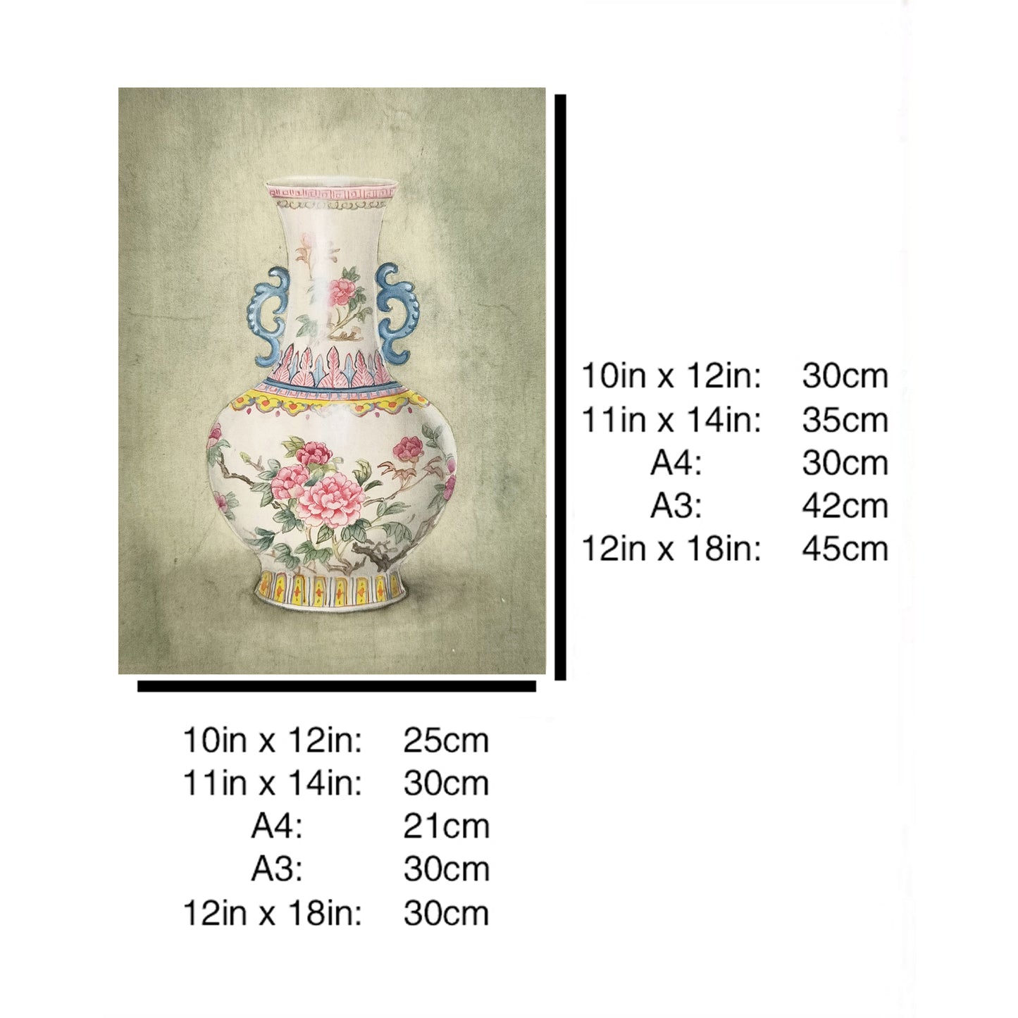 Hand-painted Famille Rose Porcelain Vase Artwork – Fine Brush Technique, Premium MATT Paper, Natural Wood Frame, Multiple Sizes & Colors