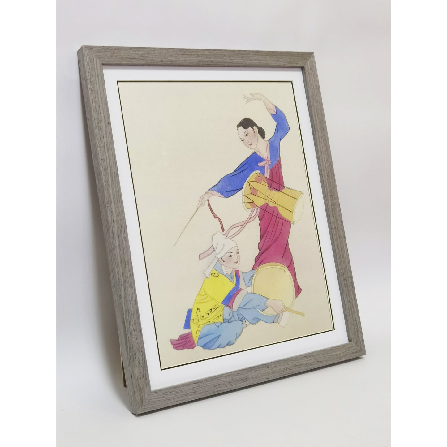 Hand-painted Korean Drummers Artwork – Fine Brush Technique, Premium MATT Paper, Natural Wood Frame, Multiple Sizes & Colors