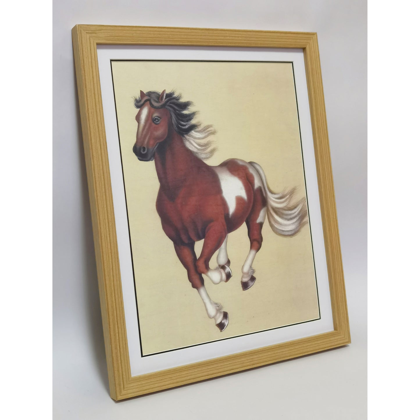 Hand-painted Clydesdale Horse Artwork – Fine Brush Technique, Premium MATT Paper, Natural Wood Frame, Multiple Sizes & Colors