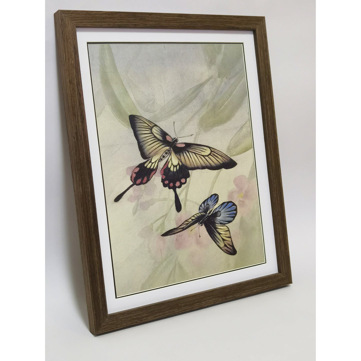 Hand-painted Swallowtail Butterfly Artwork – Fine Brush Technique, Premium MATT Paper, Natural Wood Frame, Multiple Sizes & Colors