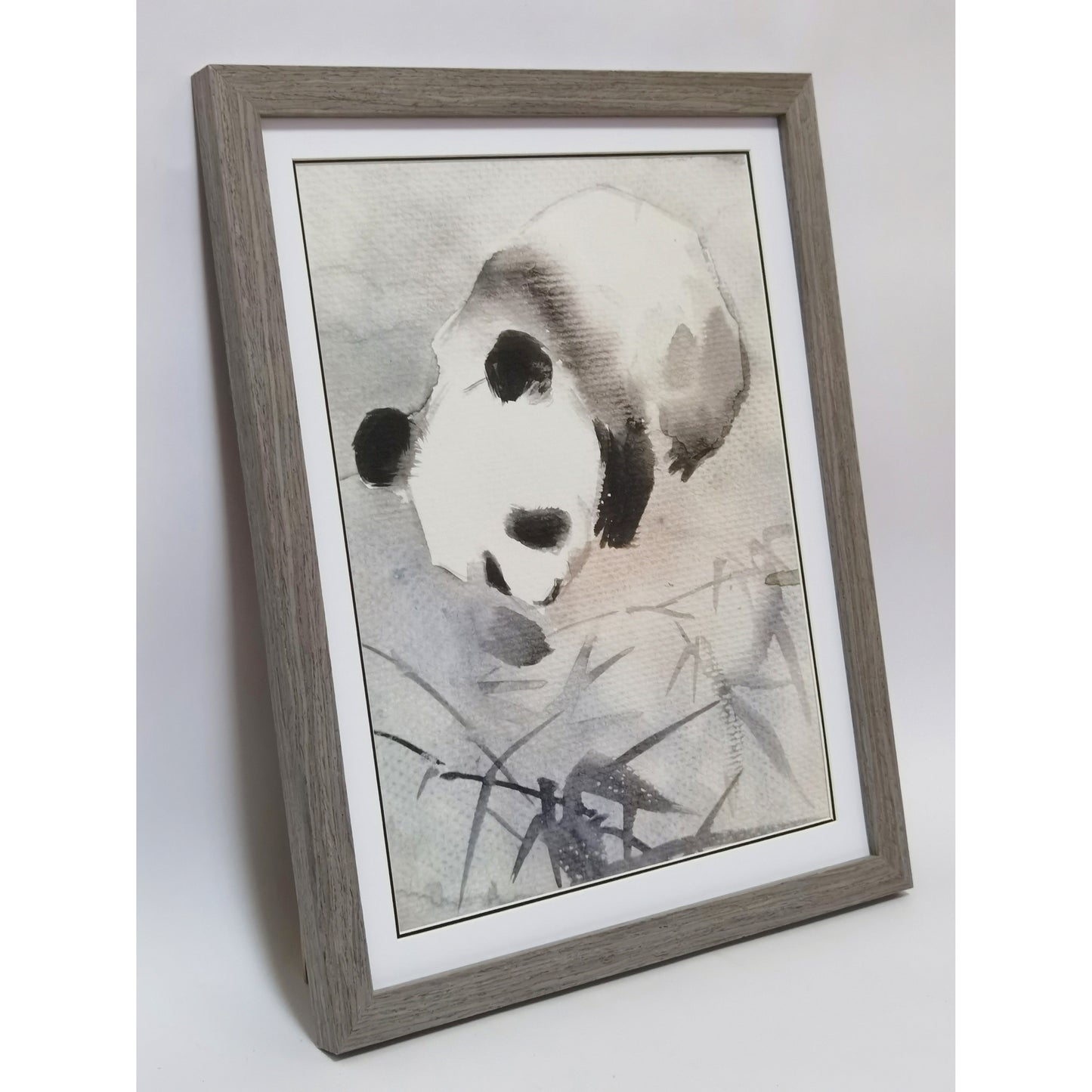 Hand-painted Watercolor Panda Art Print – Premium MATT Paper, Natural Wood Frame, Multiple Sizes & Colors