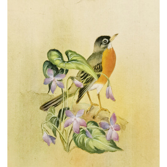 Hand-painted American Robin Artwork – Fine Brush Technique, Premium MATT Paper, Natural Wood Frame, Multiple Sizes & Colors