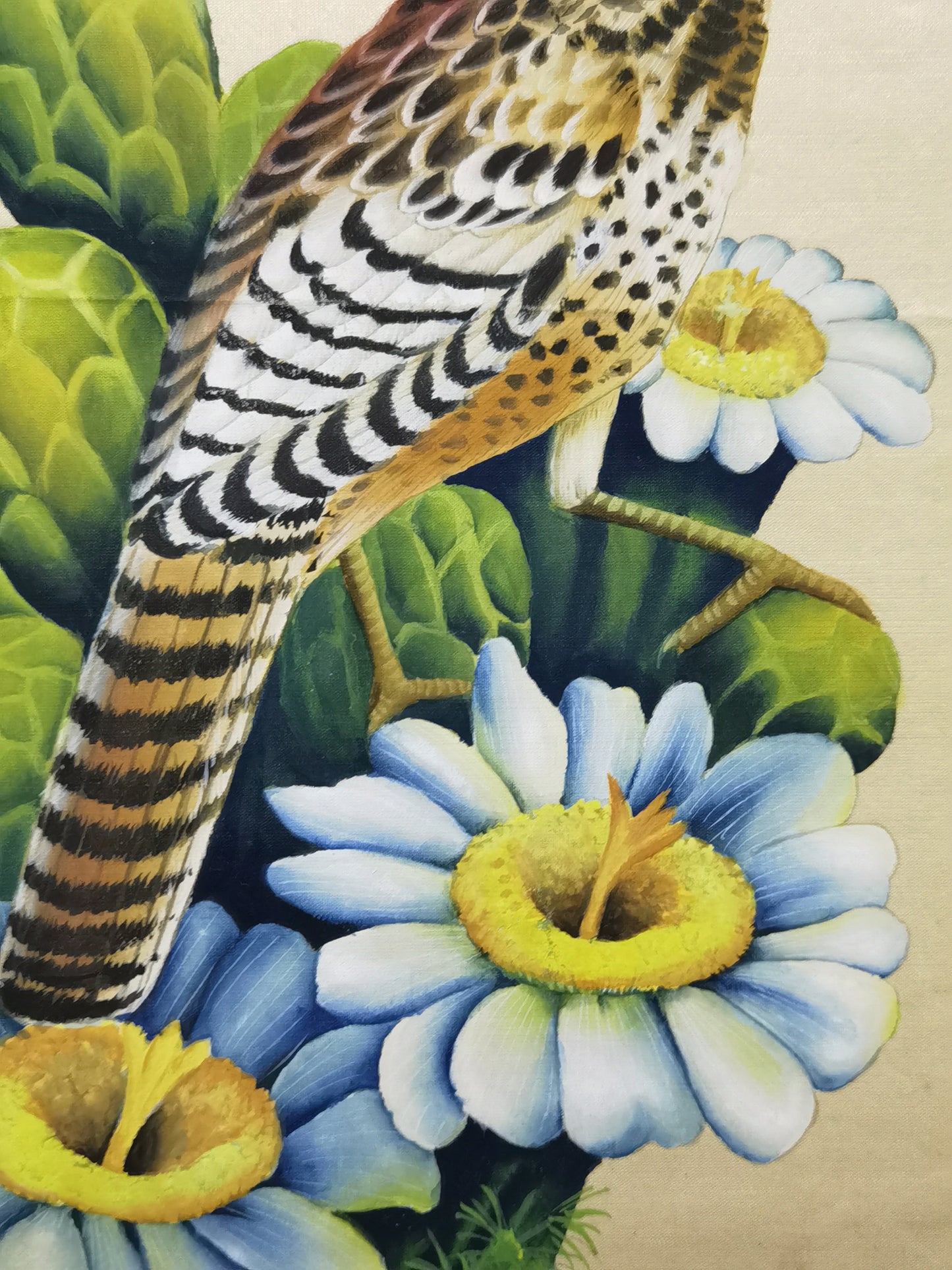 Cactus Wren State Bird Handmade Art Printing Arizona Saguaro Cactus Blossom with Wood Frame