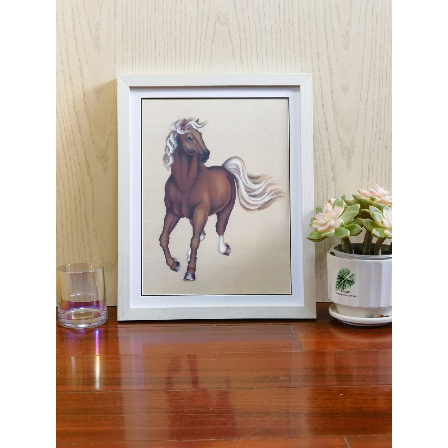 American Quarter Horse Artwork – Hand-painted Fine Art, Premium MATT Paper, Natural Wood Frame, Multiple Sizes & Colors