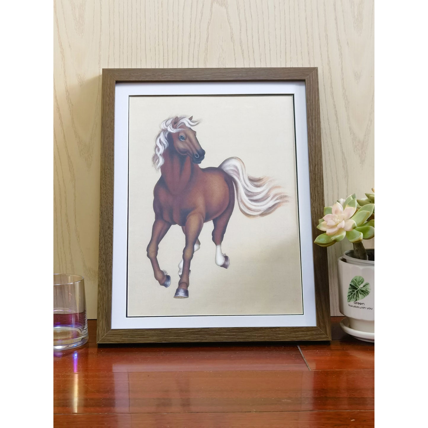 American Quarter Horse Artwork – Hand-painted Fine Art, Premium MATT Paper, Natural Wood Frame, Multiple Sizes & Colors