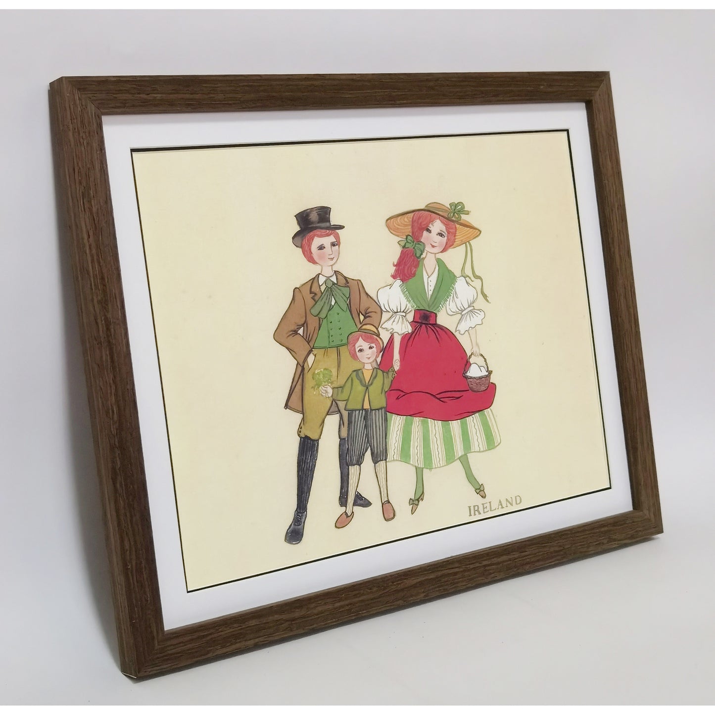 Hand-painted Ireland Traditional Family & Costume Art Print – Premium MATT Paper, Natural Wood Frame, Multiple Sizes & Colors