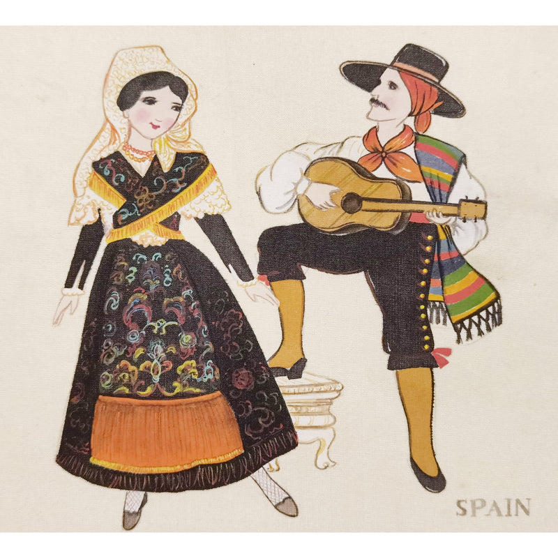 Hand-painted Spanish Folk Art Print – Traditional Costumes, Natural Wood Frame, Premium MATT Paper, Multiple Sizes & Colors