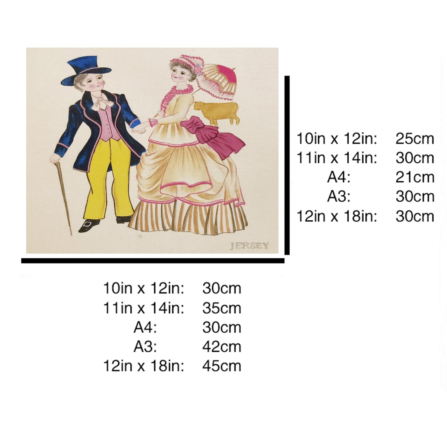 Hand-painted Jersey Traditional Folk Art Print – Ethnic Costume, Natural Wood Frame, Premium MATT Paper, Multiple Sizes & Colors