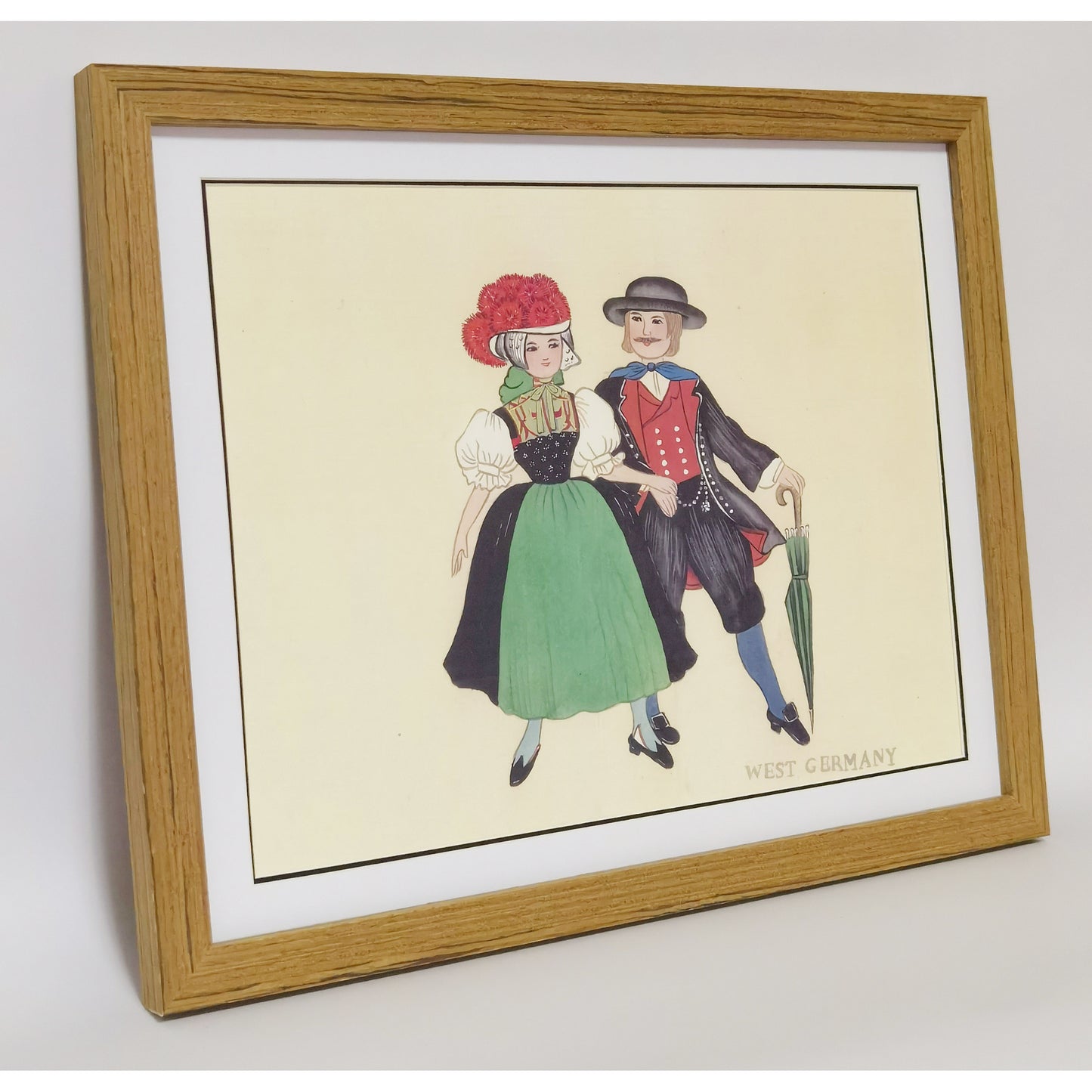 Hand-painted West Germany Traditional Family & Costume Art Print – Premium MATT Paper, Natural Wood Frame, Multiple Sizes & Colors
