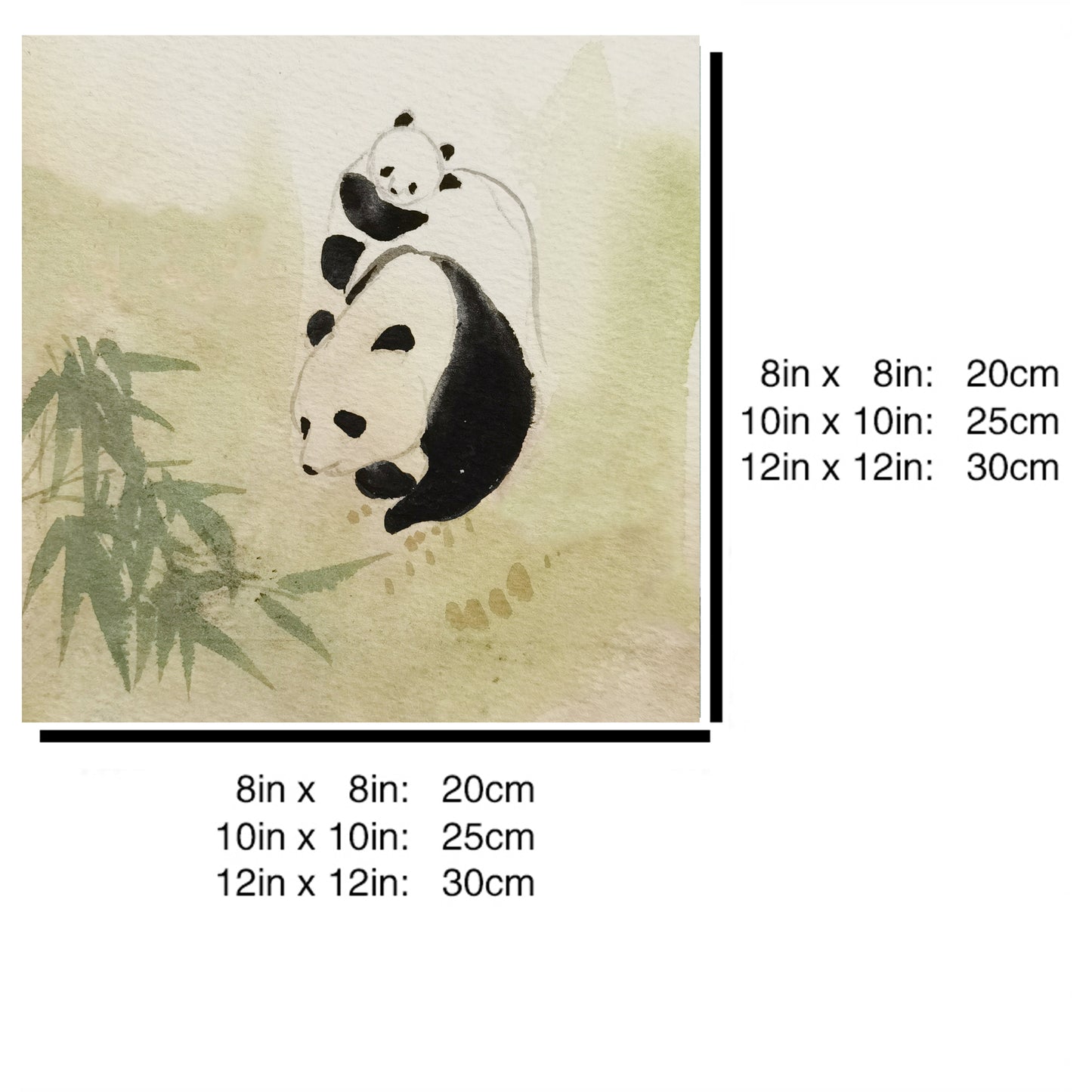 Panda Mother's Love Landscape Handmade Painting Art Solid Wood Framed Poster Picture Print Artwork
