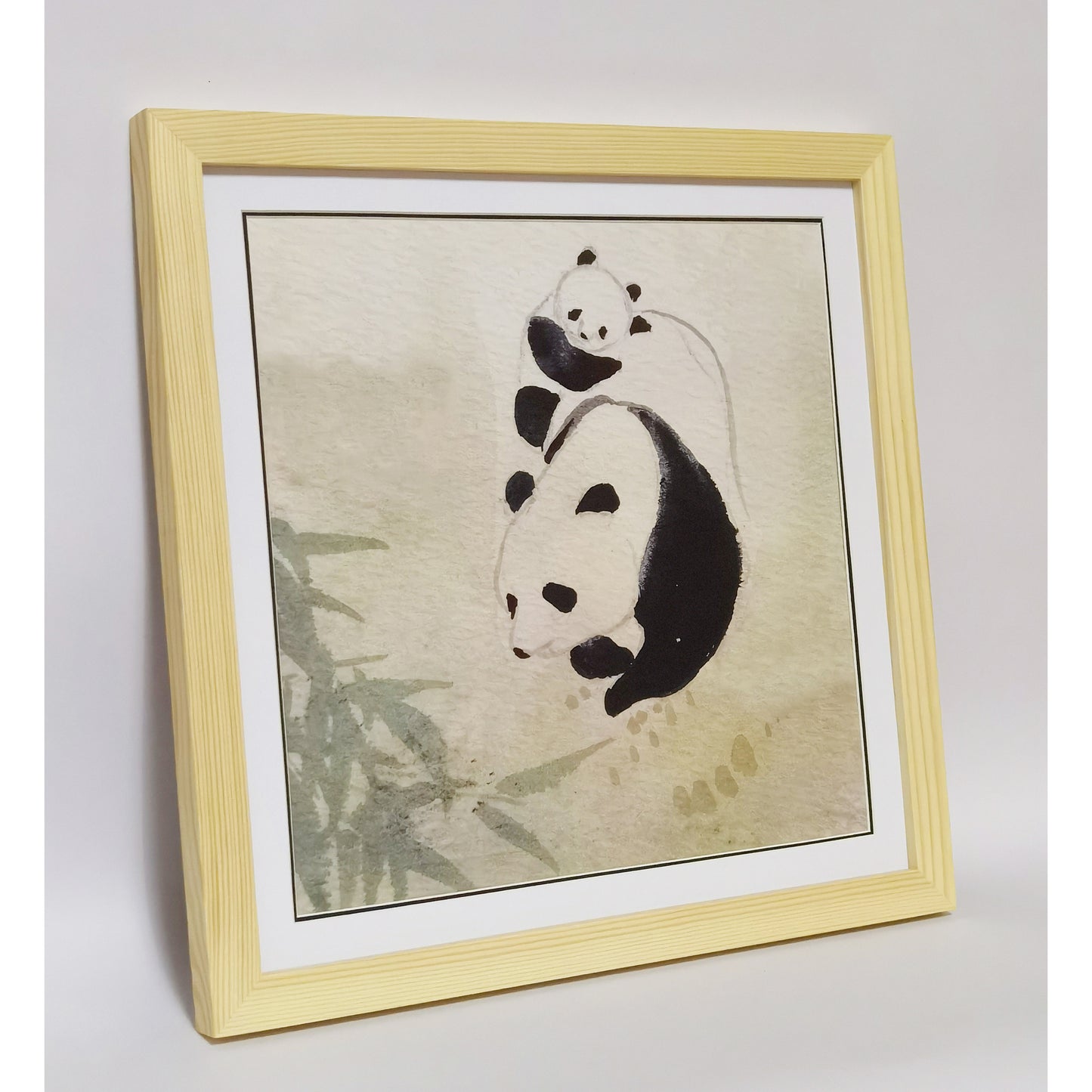 Panda Mother's Love Landscape Handmade Painting Art Solid Wood Framed Poster Picture Print Artwork