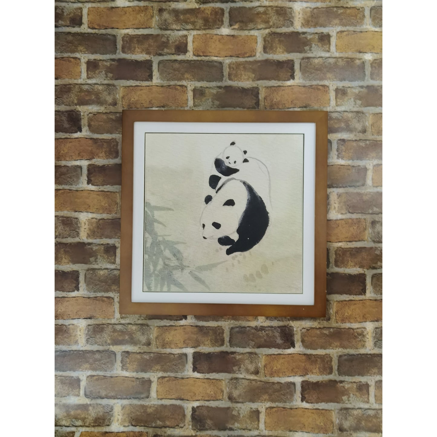 Panda Mother's Love Landscape Handmade Painting Art Solid Wood Framed Poster Picture Print Artwork
