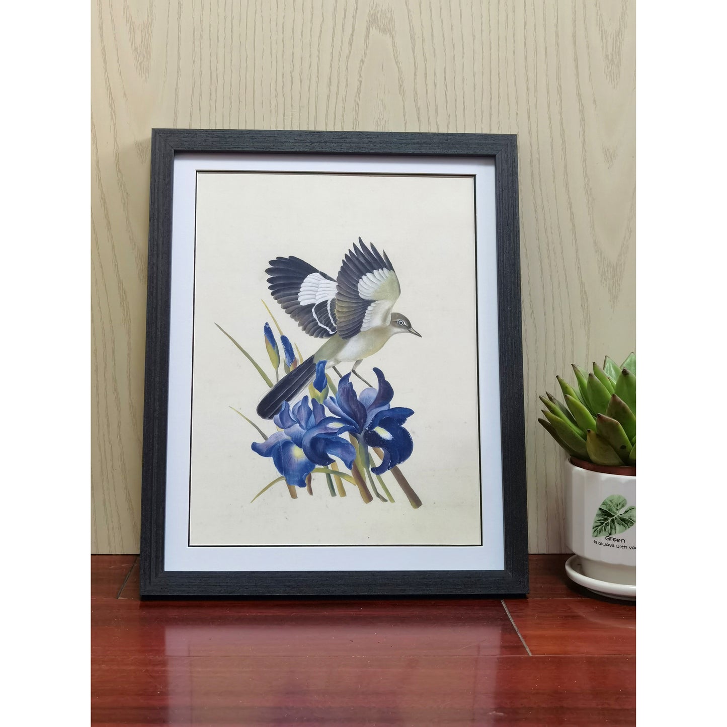 Tennessee Mockingbird Hand-painted Art Print - Premium MATT Paper, Natural Wood Frame, Wall & Tabletop Décor, Multiple Sizes & Colors