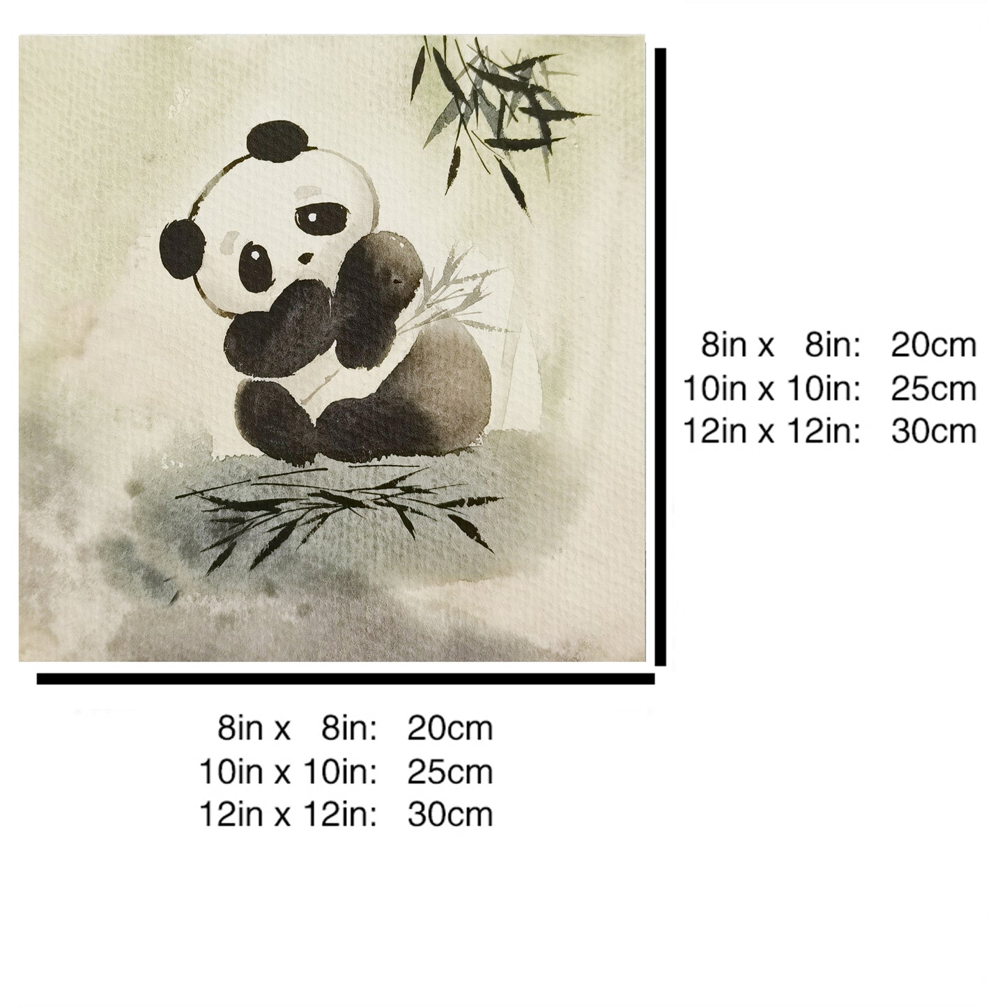 Hand-painted Watercolor Panda Playing in Bamboo Forest Art Print – Premium MATT Paper, Natural Wood Frame, Multiple Sizes & Colors