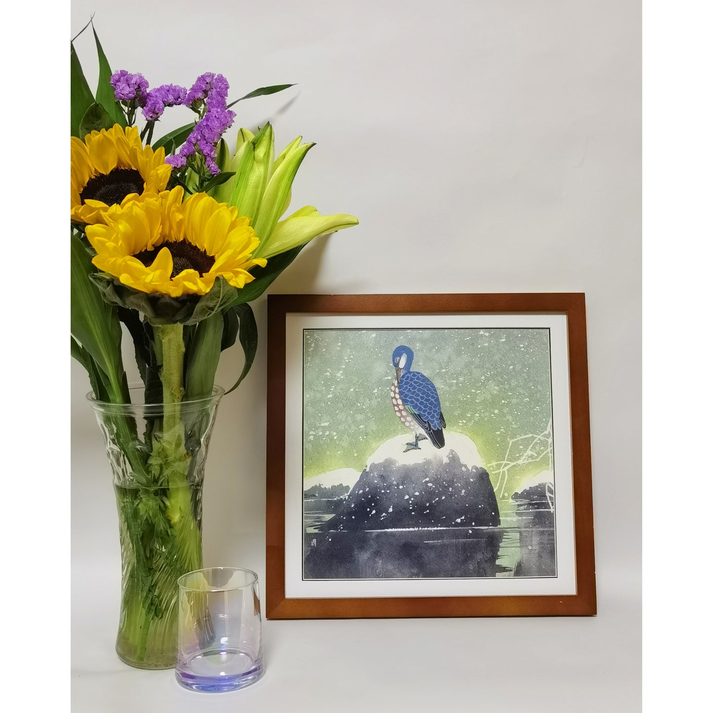 Hand-painted Reed Duck in Snowy Scene – Watercolor Art Print, Premium MATT Paper, Natural Wood Frame, Custom Sizes & Colors