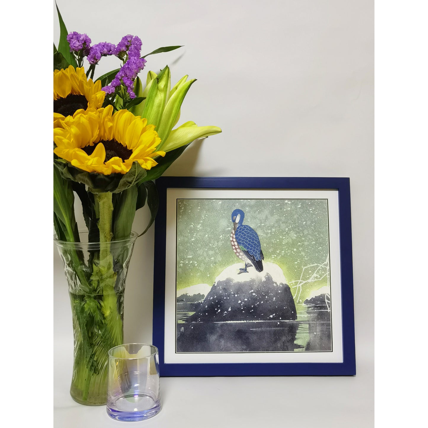 Hand-painted Reed Duck in Snowy Scene – Watercolor Art Print, Premium MATT Paper, Natural Wood Frame, Custom Sizes & Colors