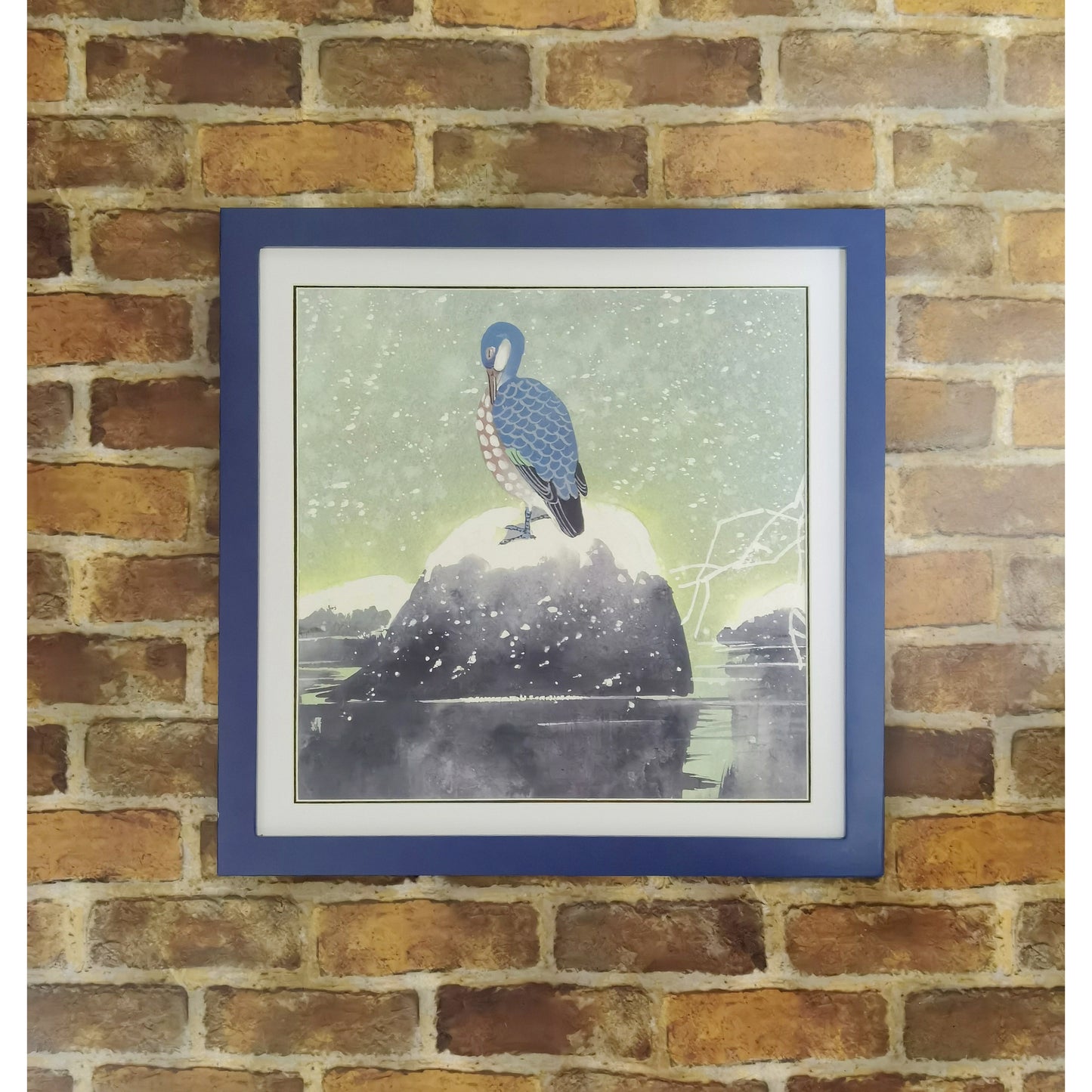 Hand-painted Reed Duck in Snowy Scene – Watercolor Art Print, Premium MATT Paper, Natural Wood Frame, Custom Sizes & Colors
