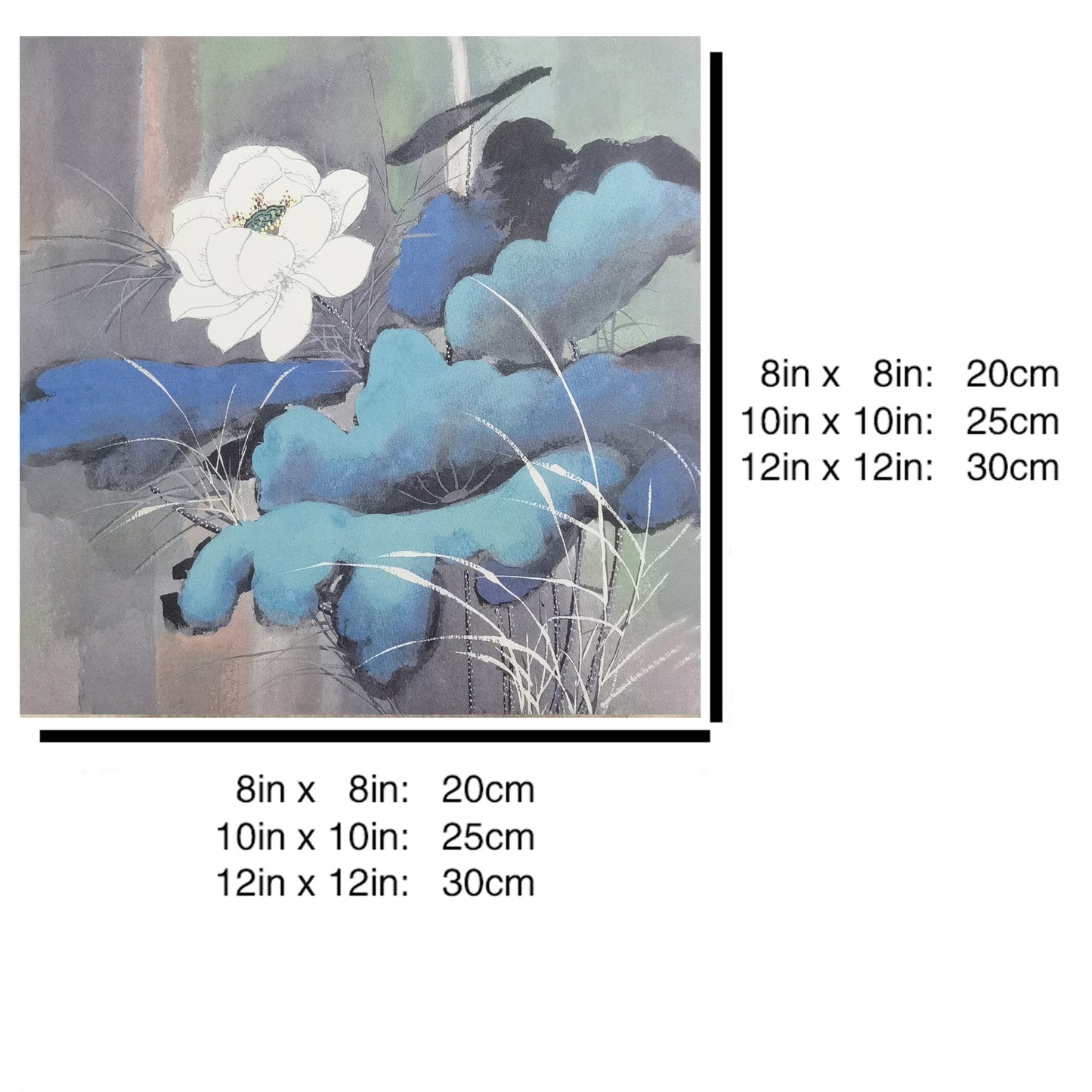 Hand-painted Pond Lily Artwork – Watercolor Technique, Premium MATT Paper, Natural Wood Frame, Multiple Sizes & Colors