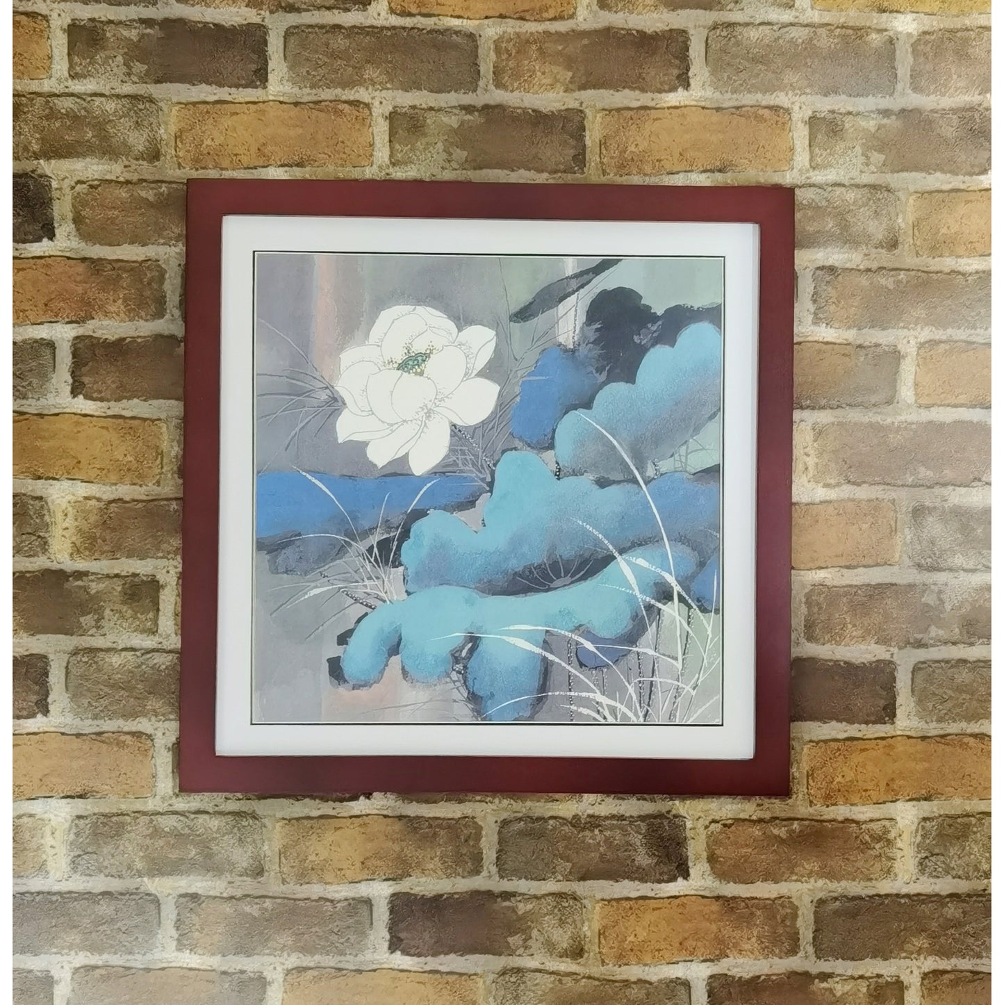 Hand-painted Pond Lily Artwork – Watercolor Technique, Premium MATT Paper, Natural Wood Frame, Multiple Sizes & Colors
