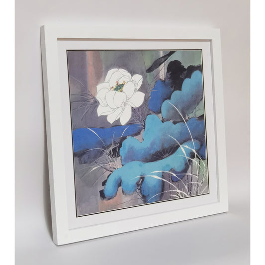 Hand-painted Pond Lily Artwork – Watercolor Technique, Premium MATT Paper, Natural Wood Frame, Multiple Sizes & Colors