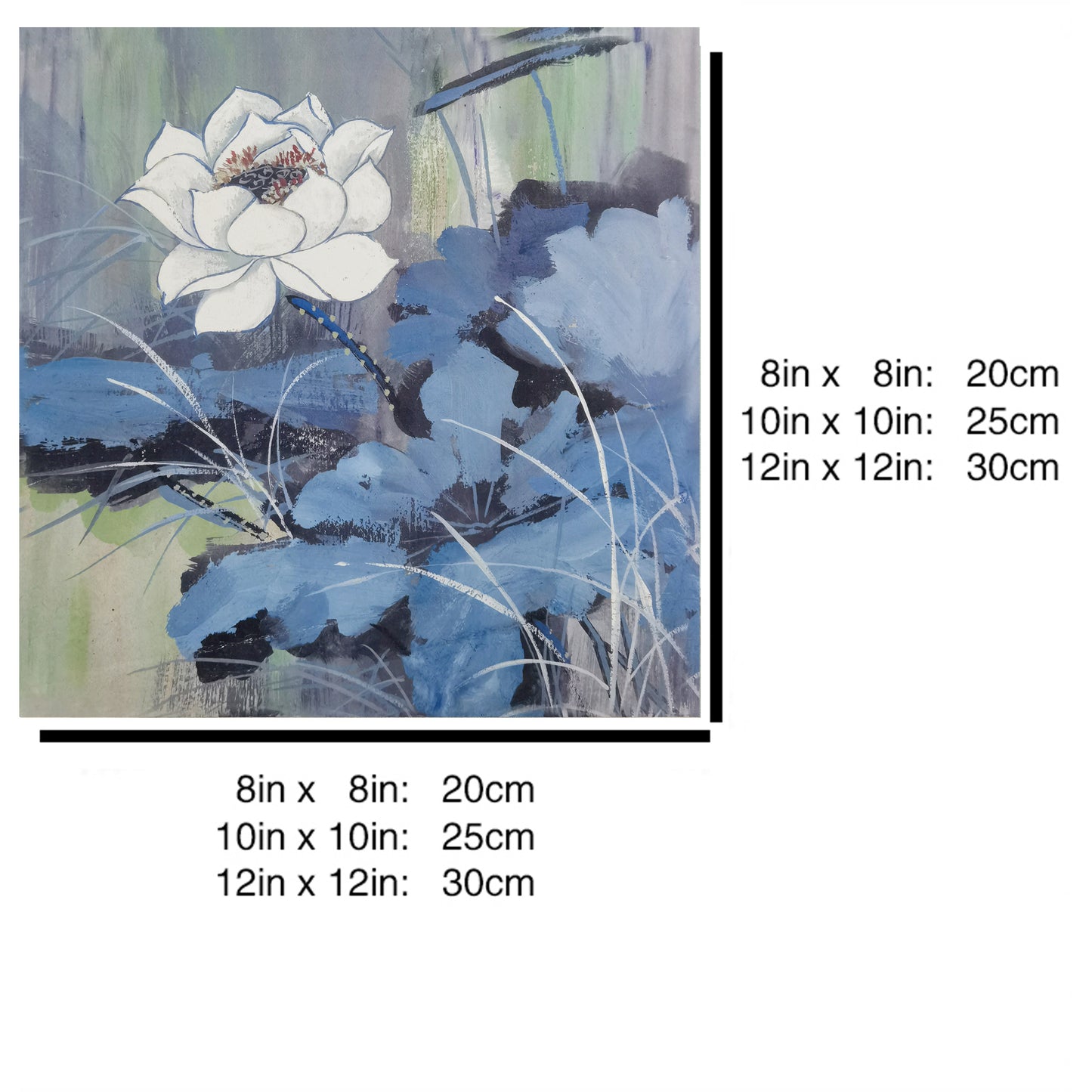Hand-painted White Lotus Artwork – Watercolor Technique, Premium MATT Paper, Natural Wood Frame, Multiple Sizes & Colors