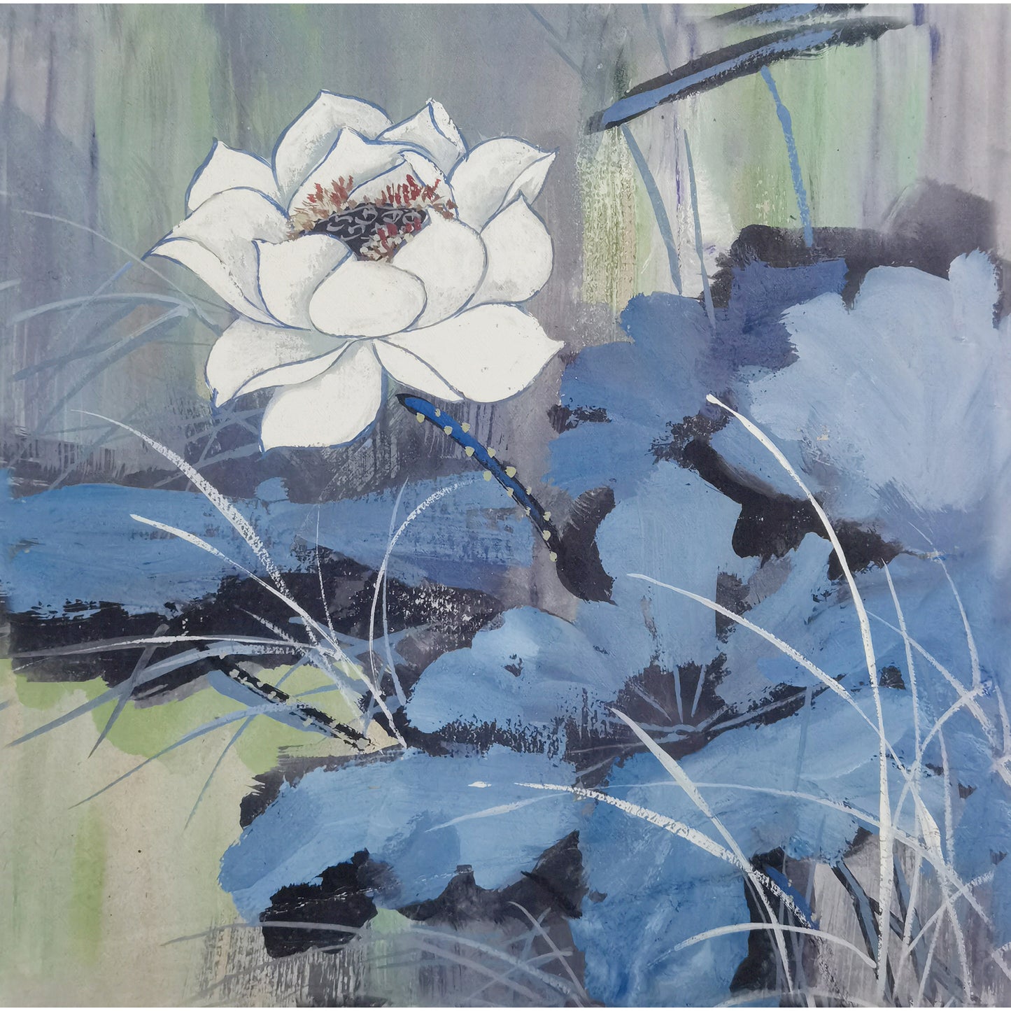 Hand-painted White Lotus Artwork – Watercolor Technique, Premium MATT Paper, Natural Wood Frame, Multiple Sizes & Colors