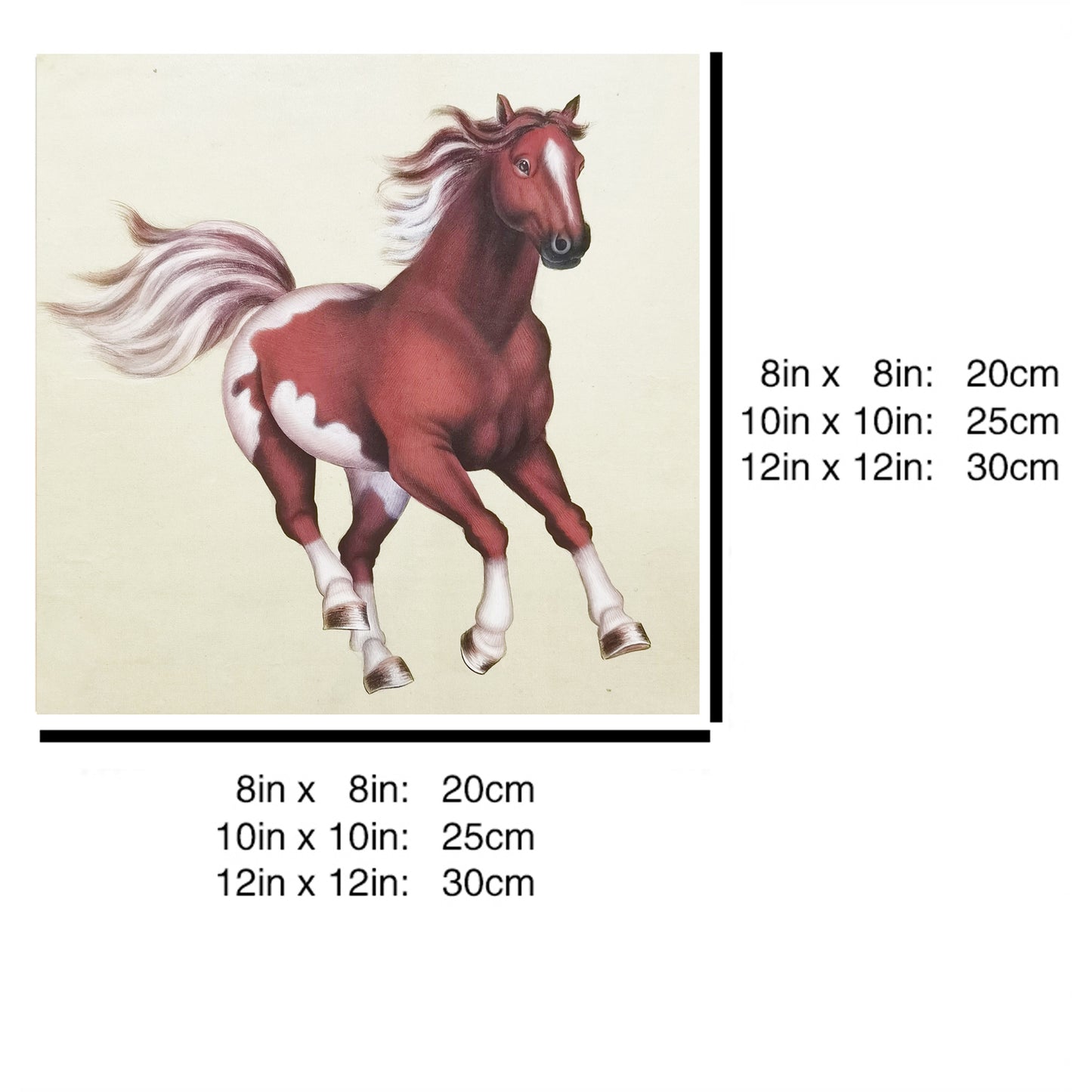 Hand-painted Ferghana Horse Artwork – Fine Brush Technique, Premium MATT Paper, Natural Wood Frame, Multiple Sizes & Colors