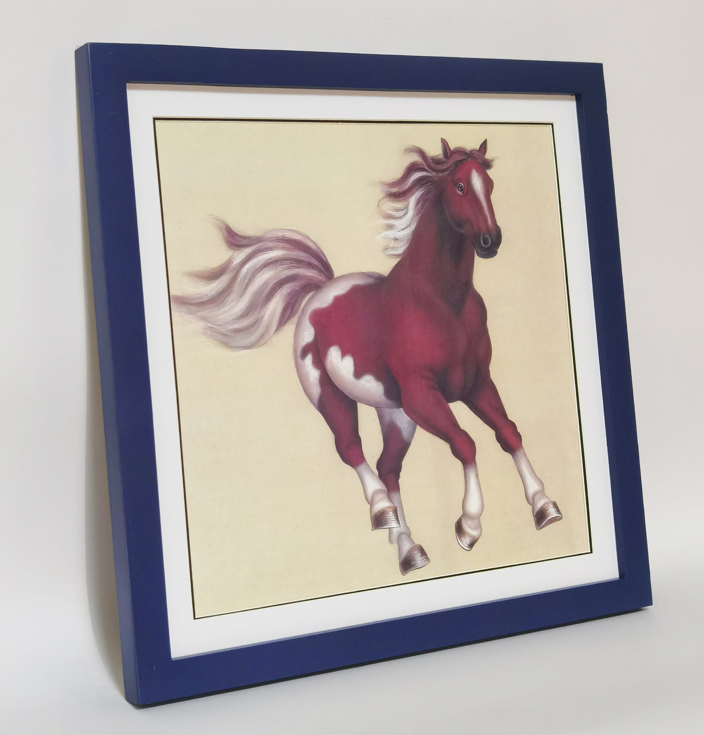 Hand-painted Ferghana Horse Artwork – Fine Brush Technique, Premium MATT Paper, Natural Wood Frame, Multiple Sizes & Colors