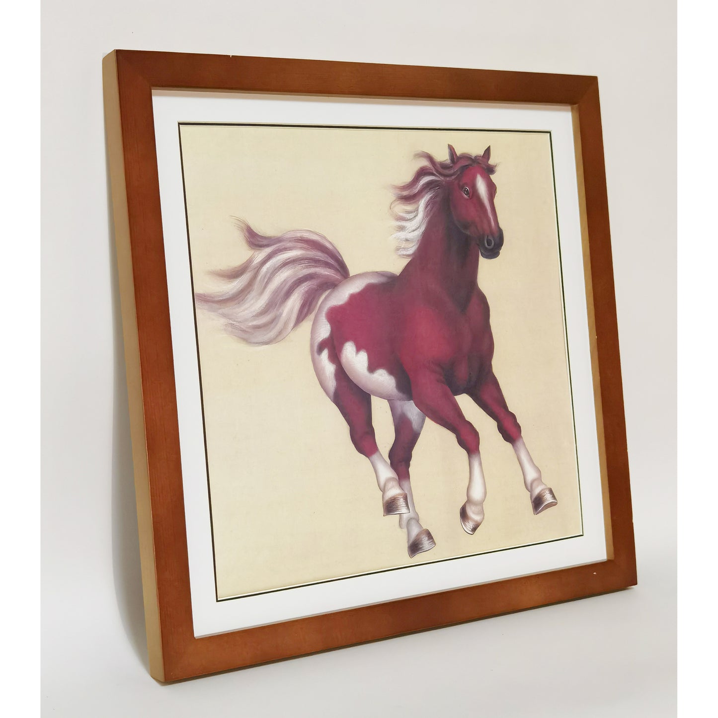 Hand-painted Ferghana Horse Artwork – Fine Brush Technique, Premium MATT Paper, Natural Wood Frame, Multiple Sizes & Colors
